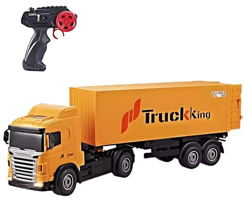 RLS Remote Controlled 50CM 4CH 8 Wheels Headstock Removable RC container Cargo Truck Toy for Boys and Girls