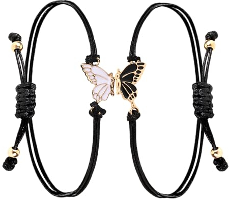 YiliYa 2 Stück Freundschaftsarmband mit Schmetterling Armband, Farbe Freundschaftsarmband Damen Beste Freundin Armband, Langstrecken Versprechen Matching Armbande für Damen Herren Freunde