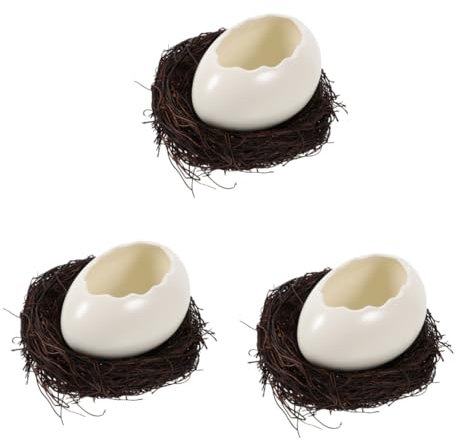 Garneck 3pcs Eggshell Bowl Egg Shell Fruit Bowl Dry Fruit Holder Decorative Bowl Storage Bowl Desktop Snack Dish Food Bowl Household Egg Shell Bowl with Nest Snack Tray Dessert Bowl