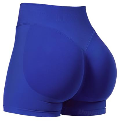 VOYJOY Damen Workout-Shorts 6,3 cm / 9,1 cm / 11,4 cm / 15,2 cm, Scrunch Butt Lifting, Fitnessstudio, nahtlose Biker-Shorts, Blau (Deep Sea), X-Klein