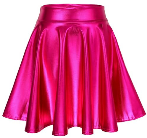 WERFORU Jupe patineuse plissée à taille haute pour femme - Pour les loisirs, les festivals de musique, Halloween, E-rose., S