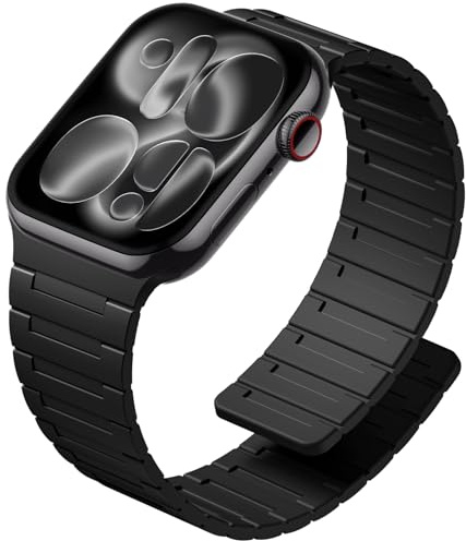 SNBLK Magnetic Band Compatible with Apple Watch Straps for Men 44mm 45mm 46mm 49mm 42mm, Silicone Sport Strong Magnet Strap for iWatch Series 11 Ultra 3 Ultra 2 SE 10 9 8 7 6 5 4 3 2 1, Black Black