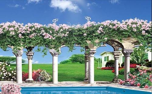 CILODO Photo Wallpaper Flowers & Grasslands Non-Woven Art Print Fleece Wall Mural Decoration Poster Picture Design Modern 3D Optical Illusion 400cm×280cm