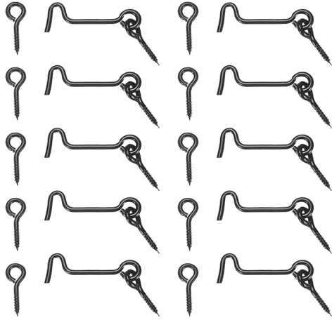 M METERXITY Lot de 10 loquets à crochet et œillet pour porte loquet de portail en acier au carbone de 5 cm serrure de porte de grange loquet à crochet et œillet pour portail [Noir]