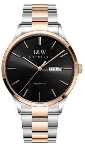 TEINTOP I&W Automatik Uhr Herren Mechanische Uhren Japanische Bewegung Armbanduhren (Silber Gold Schwarz)