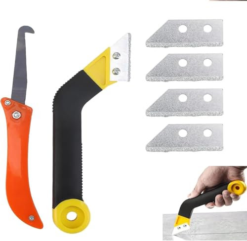 UZSUZZ Raschietto per Piastrelle 2 Pezzi Strumento Rimozione Fughe con 4 Lame di Ricambio Con 4 Raschietto Silicone,Strumento per la rimozione delle fughe con 4 Estrattori a Sfera di Metallo seam