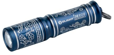OLIGHT i3E EOS Mini Petite Lampe Torche Porte-Clés 90 Lumens 44m 500cd AAA Pile pour Cyclisme Randonée Lecture Travail Porcelaine bleue