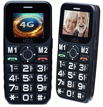 VOCA Big Button 4G Phone for Seniors Elderly | Unlocked 4G LTE | Amplified Volume | SOS | Speed Dial | Big Display Number | Long Lasting | V141 (Black)