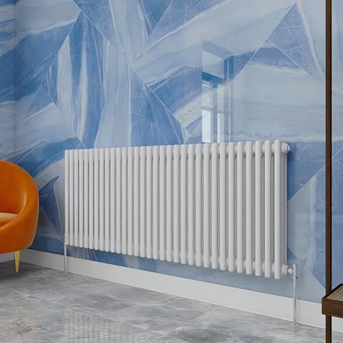 Traditional Household Cast Iron Radiator，White Horizontal 600X1460mm 3 Column Suitable for Multi-Room Central Heating