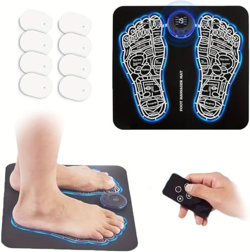 HENESE Masajeador de Pies Eléctrico,Masajeador pies con Tecnología EMS,8 Modos de Masaje y 19 Niveles,pies para la relajación muscular