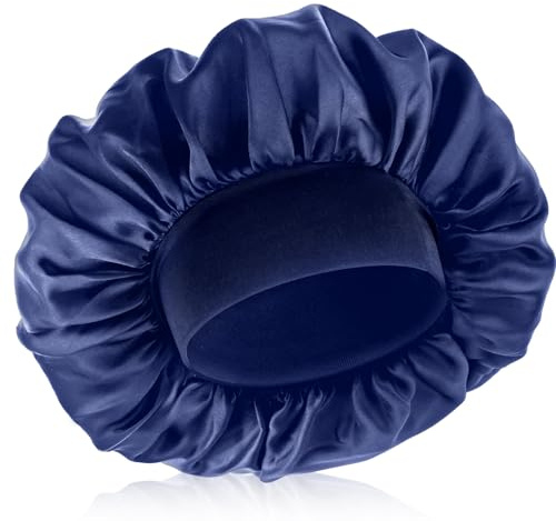 COMNICO Schlafmütze Satin Bonnet für Herren, Nacht Schlaf Mütze Verstellbare Schlafmütze aus Seidensatin Einlagig Dehnbares Bindeband Breit Weich Verstellbare Haarhaube Große Seidenhauben