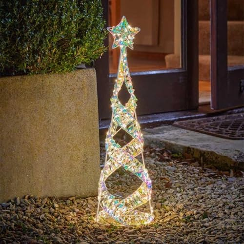 Samuel ALEXANDER 60cm Light up Iridescent Christmas Starbelisk Decoration with Warm White LEDs