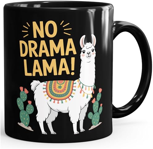 MoonWorks Tasse Spruch No Drama LamaBürotasse Anti-Stress-Tasse für Büro Home-Office lustige Kaffeebecher Schwarz standard