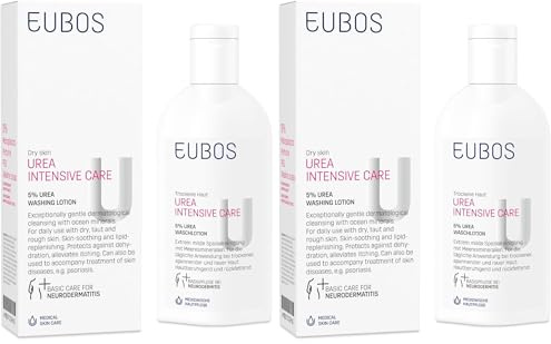 5% UREA Waschlotion mit UREA Intensive Pflege: Sanfte tägliche Reinigung für trockene und raue Haut, reduziert Spannungsgefühl, mit Meeresmineralien, 200 ml (Packung mit 2)