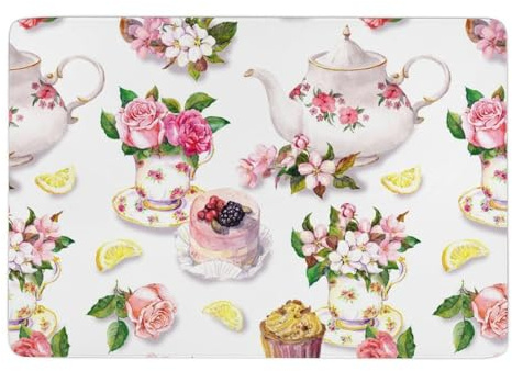 Lyfthologen Teppich für Kuchen und Teekanne, Blumenmuster, weiche Bodenmatte für Wohnzimmer, Schlafzimmer (100 x 150 cm)