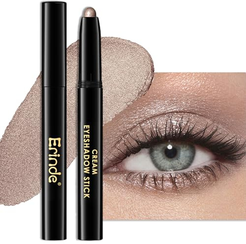 Erinde Champagne Glitzer Lidschatten Stift, Glitter Sekt Eyeshadow Stick Wasserfest & Langanhaltend, Creme Shimmer Crayon Eyeliner, Metallic Shimmer Augen Makeup Pen #09 Champagne Shimmer