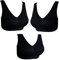 3 6 9 Pack Comfort Bra Women Girls Crop Top Seamless Bra Sleep Yoga Bralette Stretch Bras Sports Vest Wireless Post Surgery Bra Wire Free, 3 Black, XXL