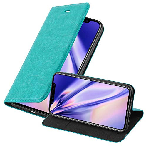 cadorabo Book Case works with Apple iPhone X/XS in PETROL TURQUOISE - with Magnetic Closure, Stand Function and Card Slot - Wallet Etui Cover Pouch PU Leather Flip