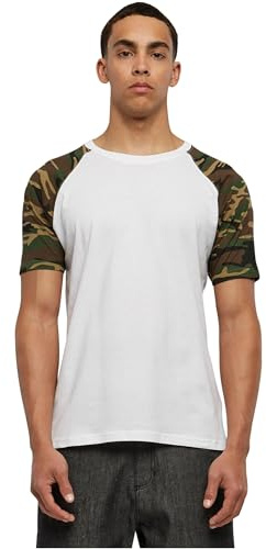Urban Classics Men's Raglan Contrast Tee T-Shirt, White/woodcamo, S