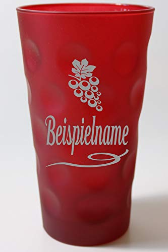 Beschdstoff Dubbeglas farbig rot graviert mit Name und Bild 0,5l (Dubbeglas-Shop)