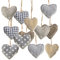 Logbuch-Verlag Pack de 12 Corazones Colgantes de Tela Diferentes diseños + cordón para Colgar - Corazones decoración armarios - Mesa Dulce comunión niña