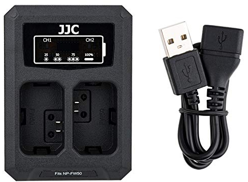 Caricabatterie USB doppio per fotocamera digitale Sony A6500, A6400, A6300, A6000, A7, A7II, A7RII, A7SII, A7S, A7S2, A7R, A7R2, A55, A5100, RX10III, RX10IV, per batteria NP-FW50