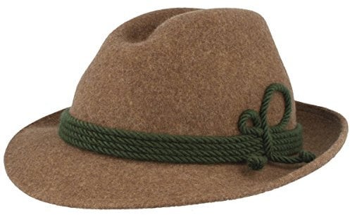 Breiter Herren Trachtenhut, Filzhut, Werdenfelser, Handgemacht 100% Wolle, grüne Kordel-Garnitur, Echtleder Schweißband