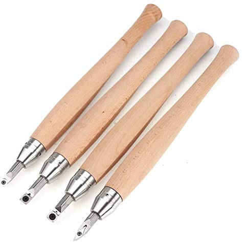 Carbide Drechselbank-Werkzeug-Set, 4Tlg Drechselbank Finisher-Tool Mit Holzkasten, Länge Verstellbar Bequeme Hard Alloy Stahl Abstechstahl, Für Holz Hobbyist Oder Tischler