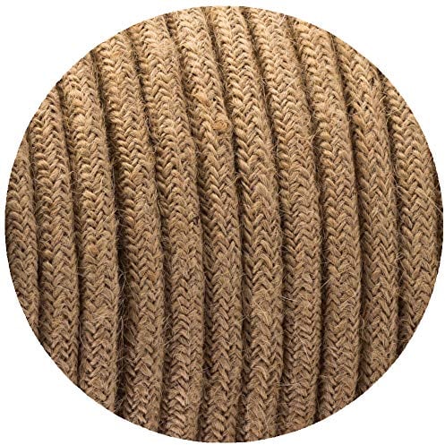 DC VOLTAGE 2 Core Round Cable LED Lighting Rope Electrical Wire, Plug in Cord Hemp Rope Cable Textile Hemp Electric Wires Braided Lamp Cord for Pendat Light DIY Projects (5 Meter 2 Core Round)
