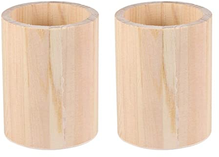 Healifty Pot à crayons rond en bois pour bureau à domicile