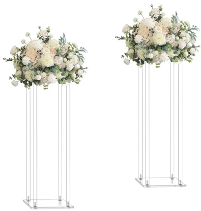 Simprefine Blumenständer aus Acryl, 71,1 cm hoch, 20,3 cm Durchmesser, transparenter Blumenständer, Bodenvase, Tafelaufsatz, Hochzeit, Säulenhintergrund, Präsentationsständer für Veranstaltungen,