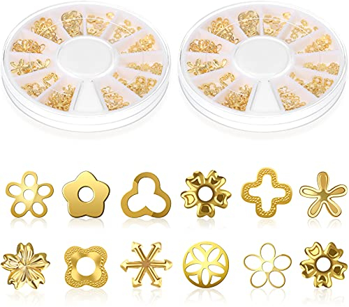 Maitys 12 Stile Blumen Harz Füller 400 Stücke Legierung Epoxid Harz Füllung Blumenform Harz Füller DIY Harz Charme Zubehör für Schmuck Harz Projekte Herstellung Dekor, Gold