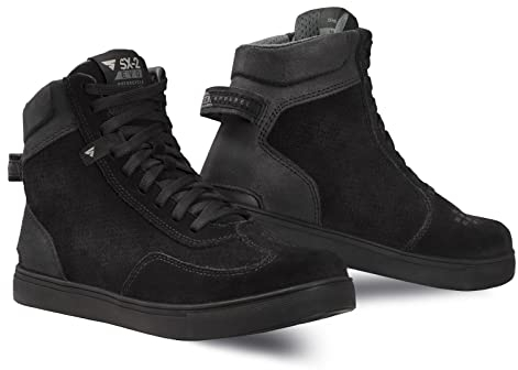SHIMA SX-2 EVO Scarpe Moto Uomo - Stivali Moto in Pelle, Traspirante, Rinforzato con Supporto della Caviglia, Suola Antiscivolo, Impugnatura per il Cambio di Marcia (Nero, 48)