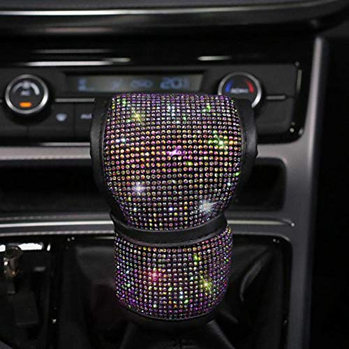 Bling Bling Auto Zubehör Innenraum Frauen,Bling Kristall Schaltknäuf Abdeckung,Luxuriös Glitzer Diamant Universal Auto Schaltsack Schaltknopf Dekoration Auto Schalthebelknauf Dekor für Frauen