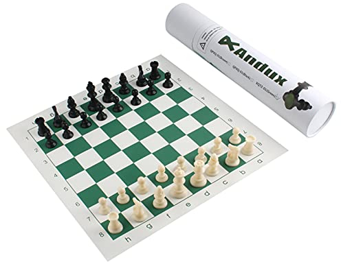 Andux Chess Game Set Chess Pieces Age 3+ and Rollable Board XQTZ-01 (Green,35x35cm)