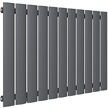 SONNI radiatore termoarreto a parete 630 x 850 x 48 mm, termosifone a soggiorno potenza 578 W, radiatore orizzontale strato singolo da bagno, connessioni centrali G 1/2 - Antraciate