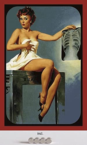 Blechschild 20x30 Pin up Girl historisch 50er Jahre sexy Mädchen Erotik Röntgen Bild x-ray mit 4 starken Magneten