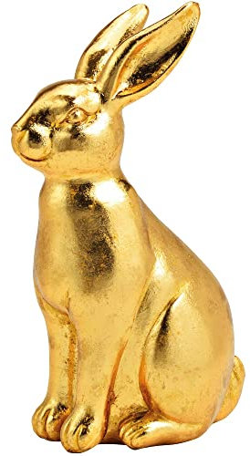 matches21 Osterhase Hase Ostern Hasenfigur Dekofigur Osterdeko Frühlingsdeko Polyresin Gold - 1 STK - 13x22x9 cm