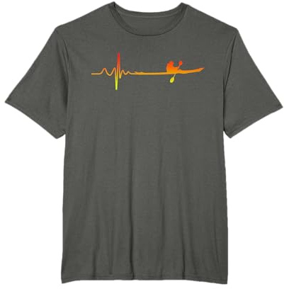 Kanu Ruder Paddel Herzschlag Herzfrequenz Herzlinie T-Shirt