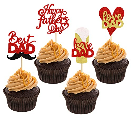 36 Stück Glitter Happy Father's Day Cupcake Decorating Papas Geburtstag Kuchen dekoration Papas Geburtstag Partyzubehör Vatertag Party Cupcake Dekoration