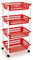 AC - Carrito verdulero Modelo PLFT de plástico con 4 Niveles y Ruedas, cestas apilables portaobjetos, Frutas, Verduras, Cocina, baño (Rojo - 85 x 40 x 30 cm)