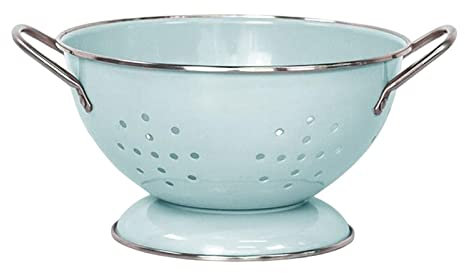 Fenteer Enamel Coated Colander Strainer Bowl, Vintage Self Draining Fruit Dishes, Metal Dinnerware Set, Home Kitchen Decoration, Small Green