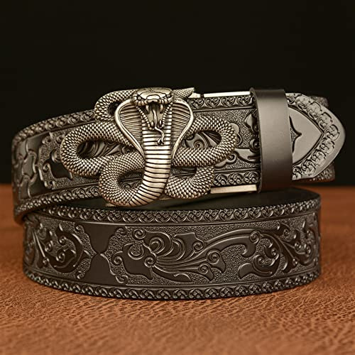 KEYESMINER Men's Belts herren gürtel Gürtel Cobra Herrengürtel mit automatischer Schnalle, personalisierter, geschnitzter, lässiger Jeansriemen