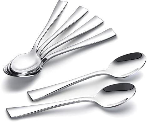 Teaspoons Set of 6, 5.1inch Stainless Steel Dessert Spoons, Dishwasher Safe Mirror Polishing Spoon Set for Coffee, Dessert, Tea, Appetizer