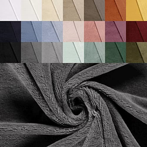 Bambus Frottee Stoff Meterware - Baumwolle Badestoff babytauglich - Badetuch Stoff - Handtuch Bambusstoff, Strandtuch nähen, weiche Babydecke *ab 50 cm, Farbe: 068 dunkelgrau