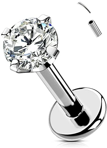 OUFER Body Piercing Lippenpiercing/Piercing-Piercing, Titan, 6 mm/8 mm/10 mm/12 mm, Helix-Tragus-Ohrring, 16 g Zirkonia, Tragus, Helix, Conch, Lippenpiercing, Gehäuse, Stahl, Titan