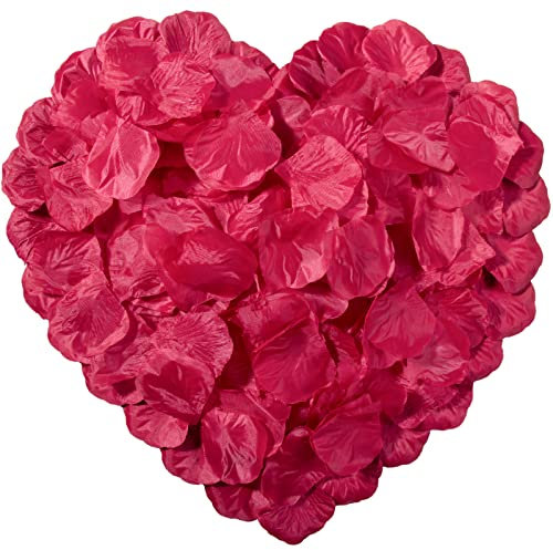 CO-RODE Lot de 1200 pétales de rose en soie pour décoration de mariage, rouge foncé