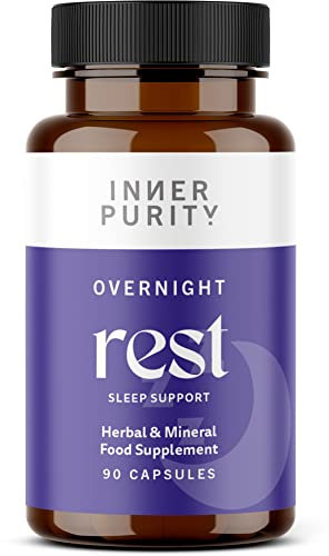 Overnight Rest Sleep Supplement with Lemon Balm Extract, Magnesium and More, Natural Vegan Sleep Support Supplement for Adults for Relaxation and Deep Restful Sleep, 90 Capsules