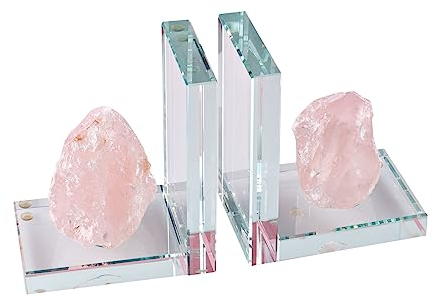 Buchstützen Rosenquarz, Stein Buchstützen, Edle Dekoration