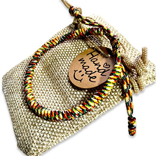 WORLD GOBLINS Pulsera Tibetana Budista Hecha a Mano | Amuleto, Nudo Infinito, Protección y Suerte. Pulseras Ajustables para Hombre y Mujer +Bolsa Yute de Regalo